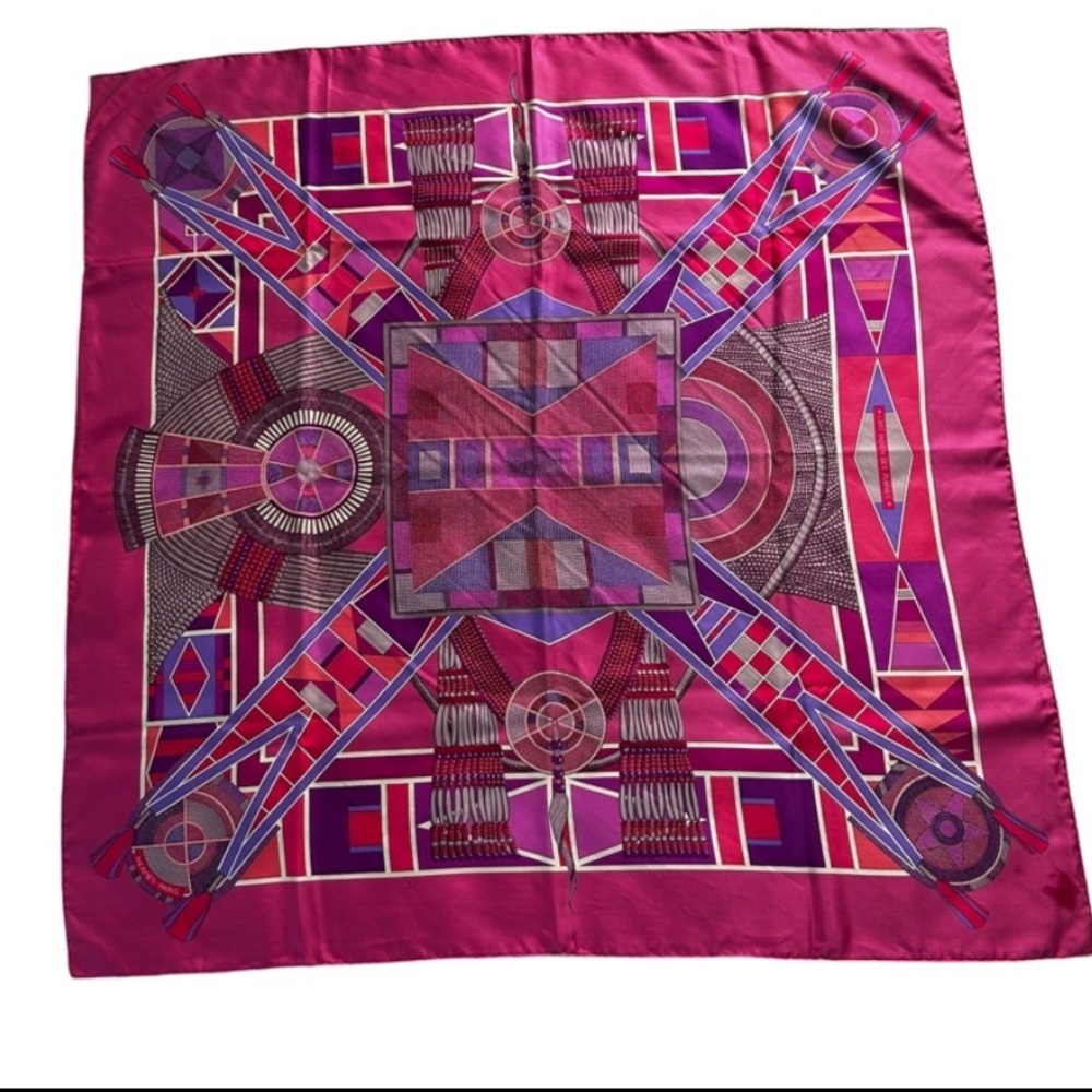 Hermes aztec mosaic silk scarf
